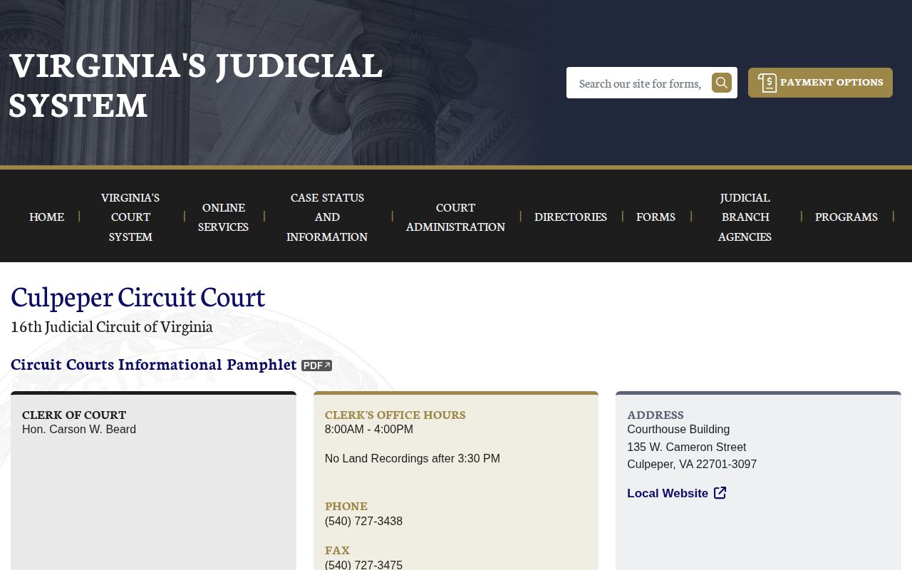 Culpeper County three-day release record check through Circuit Court