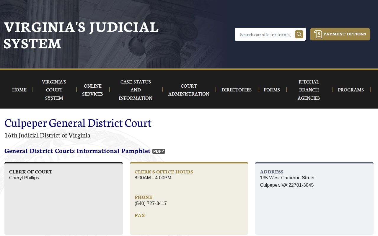 Culpeper County 72-hour release check through General District Court