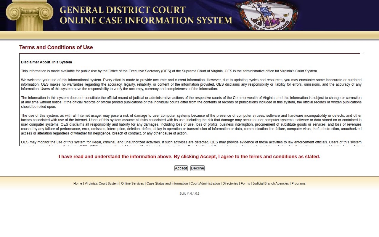 Culpeper County release record General District Court search