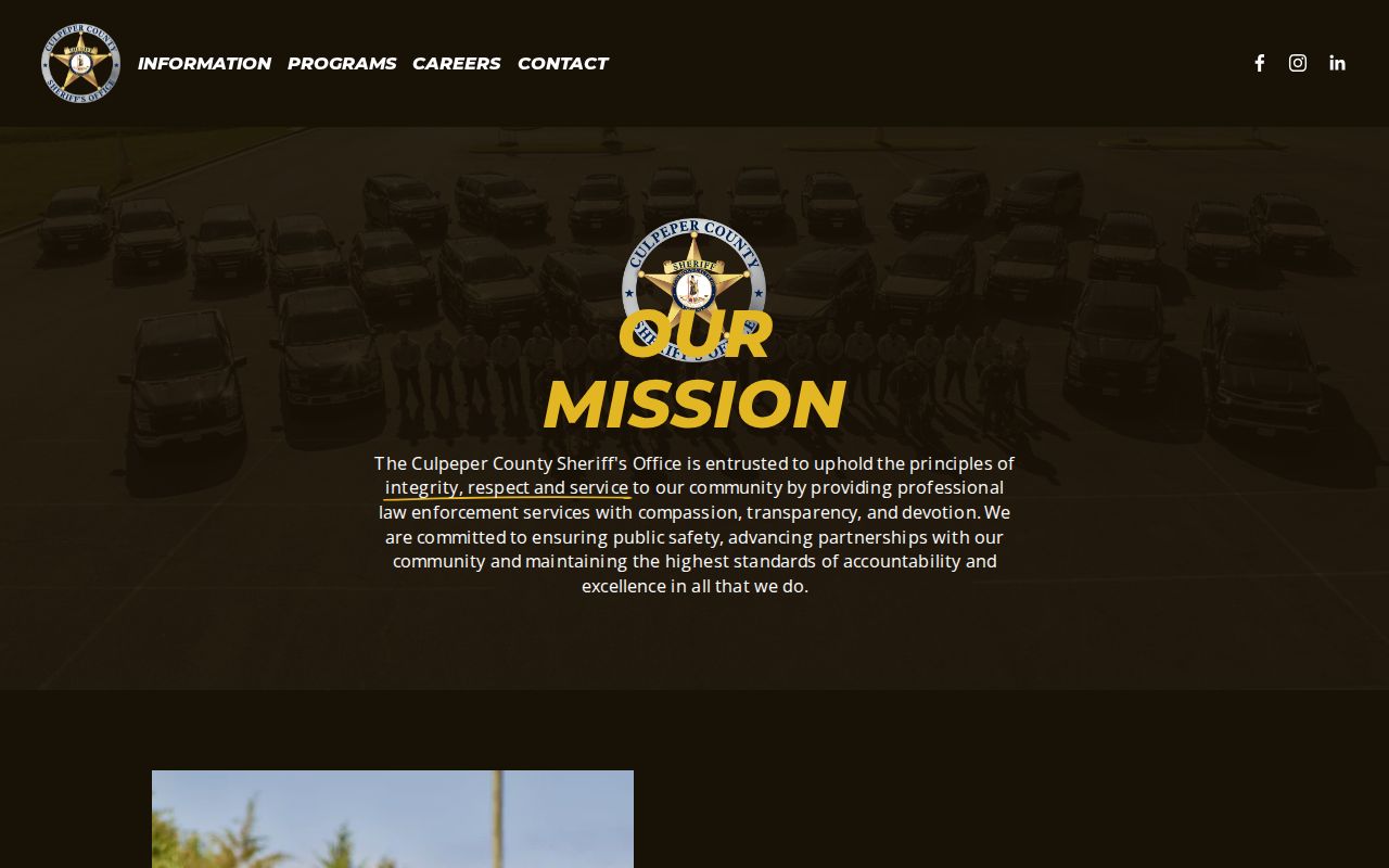 Culpeper County released inmates Sheriff website navigation