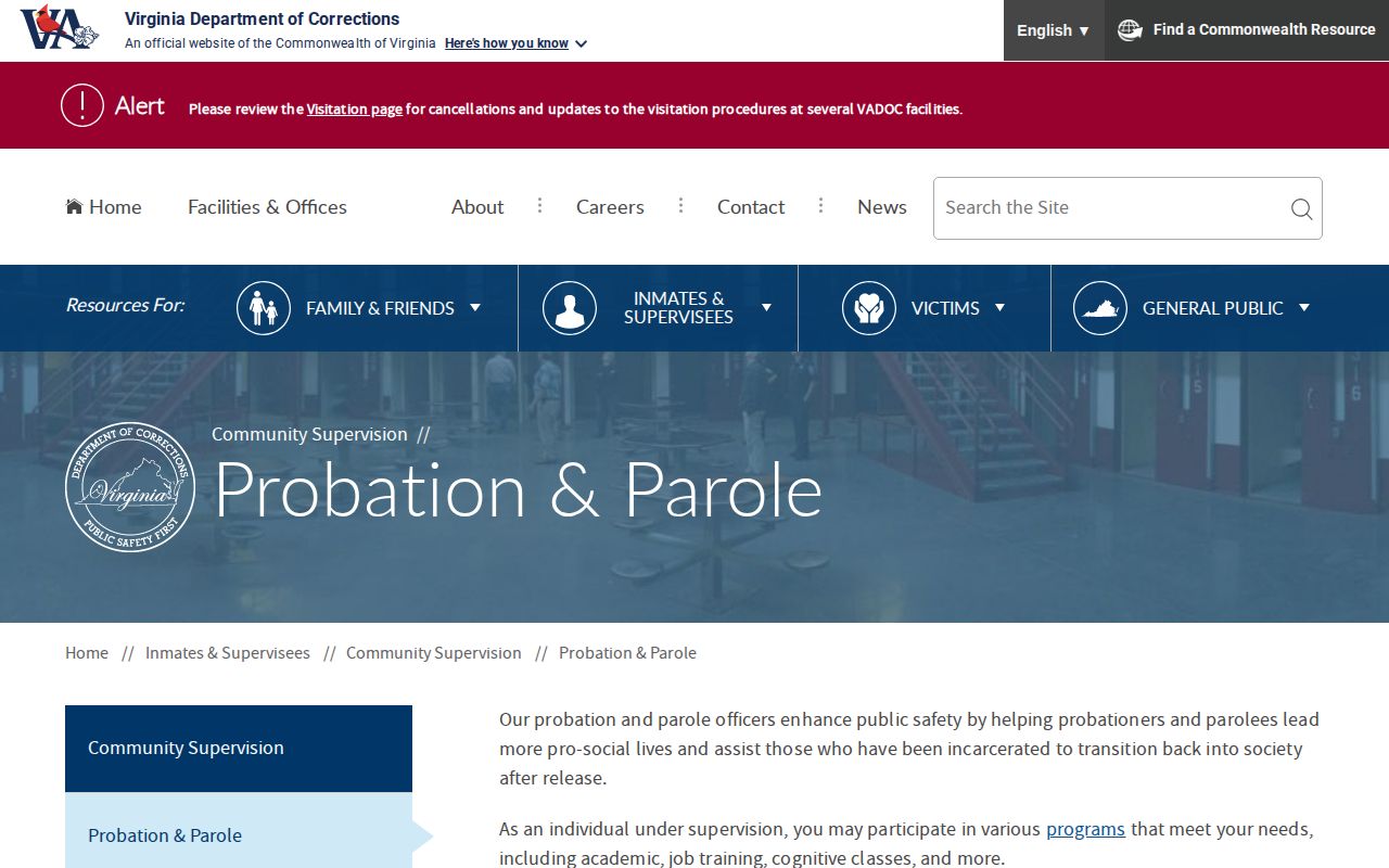 Culpeper County parole and probation VADOC supervision overview