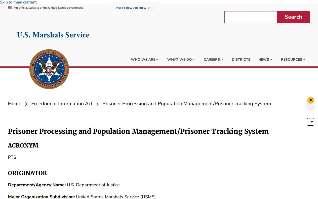 Piedmont Regional Jail federal release USMS tracking record